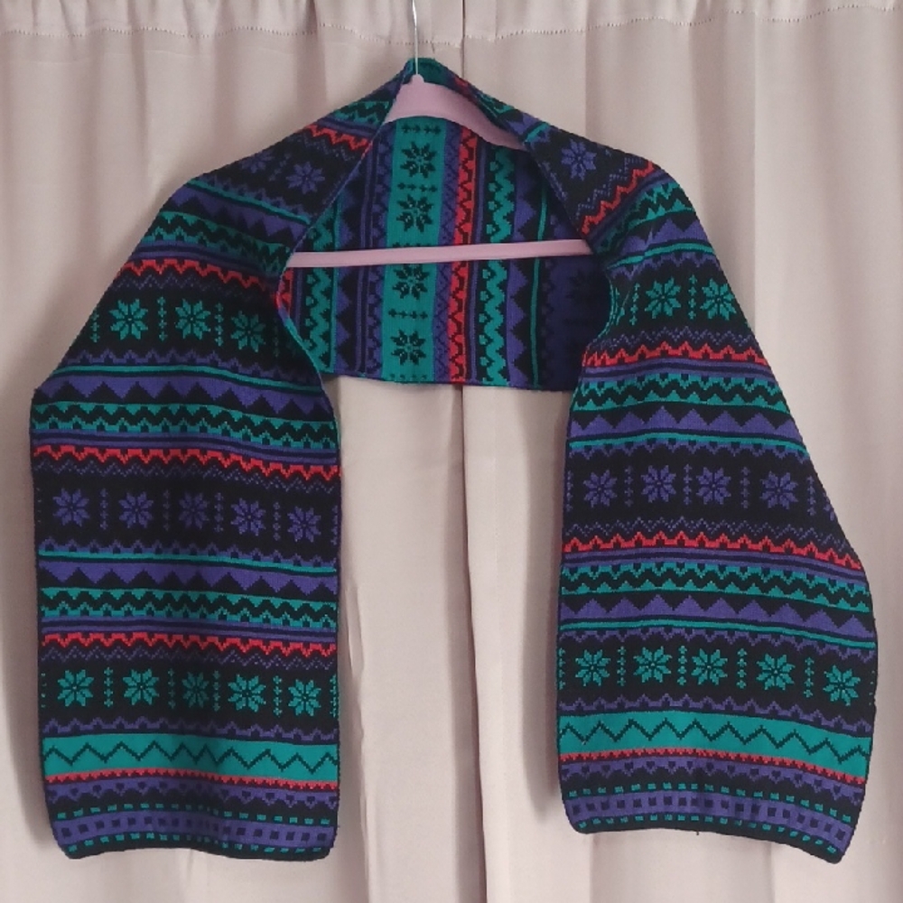 Aris Reversible Snowflake Stripe Scarf 10×60